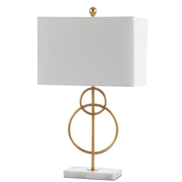 Haines 26" Modern Circle Marble/Metal LED Table Lamp - JONATHAN Y